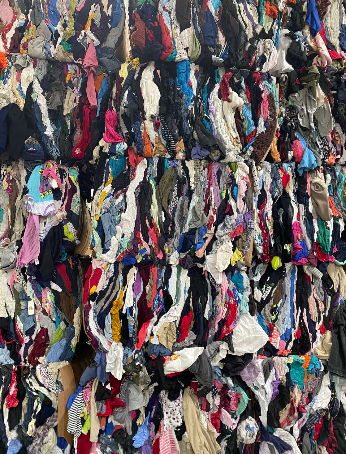Bales of mixed used clothing